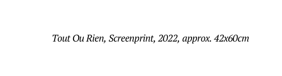 Tout Ou Rien Screenprint 2022 approx 42x60cm